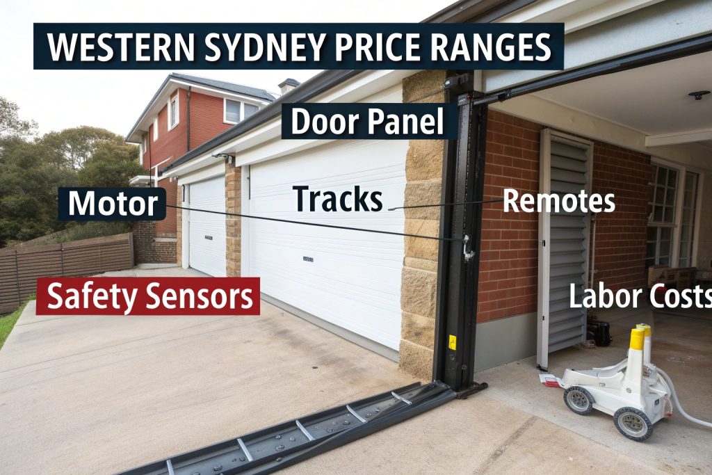 Breakdown of roller door installation cost components for Western Sydney homeowners