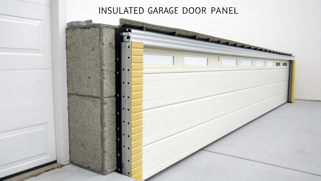 Insulated sectional garage door panel construction