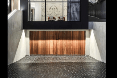 Custom timber garage door on a residential home