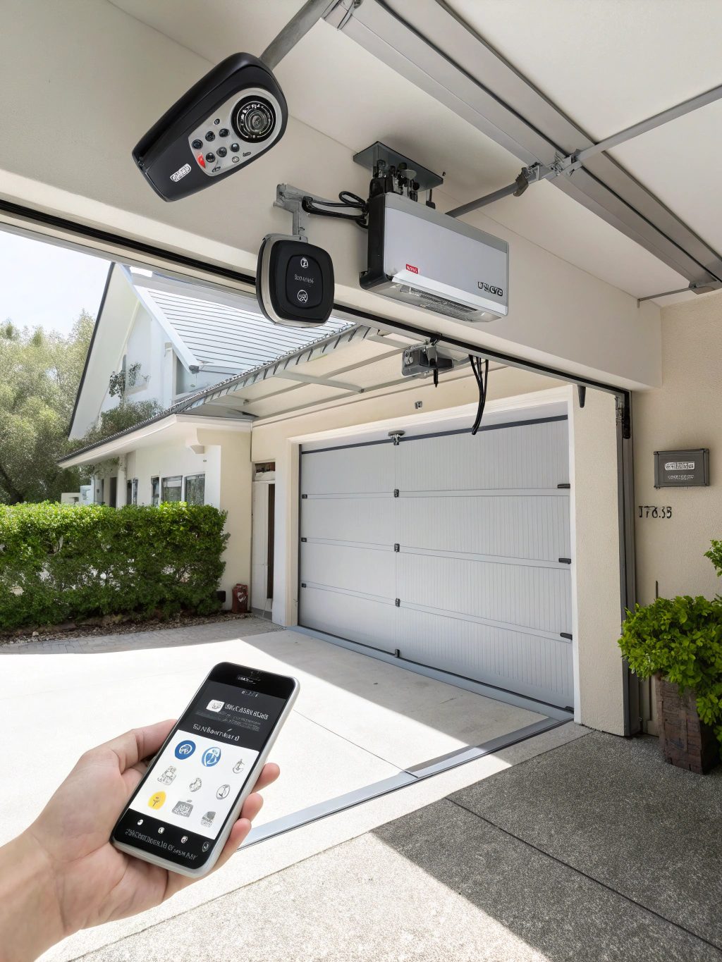 Modern garage door automation system with ceiling-mounted motor