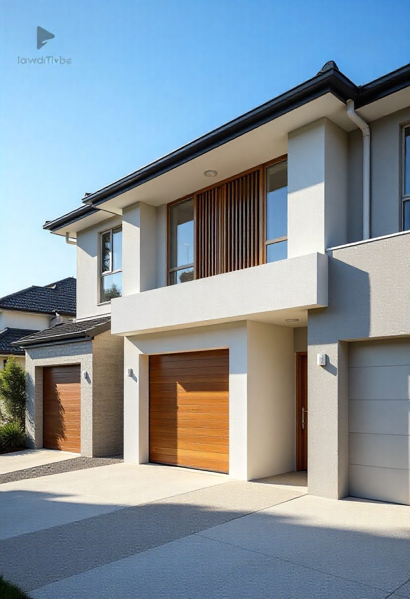 Variety of modern garage door designs on a new-build home