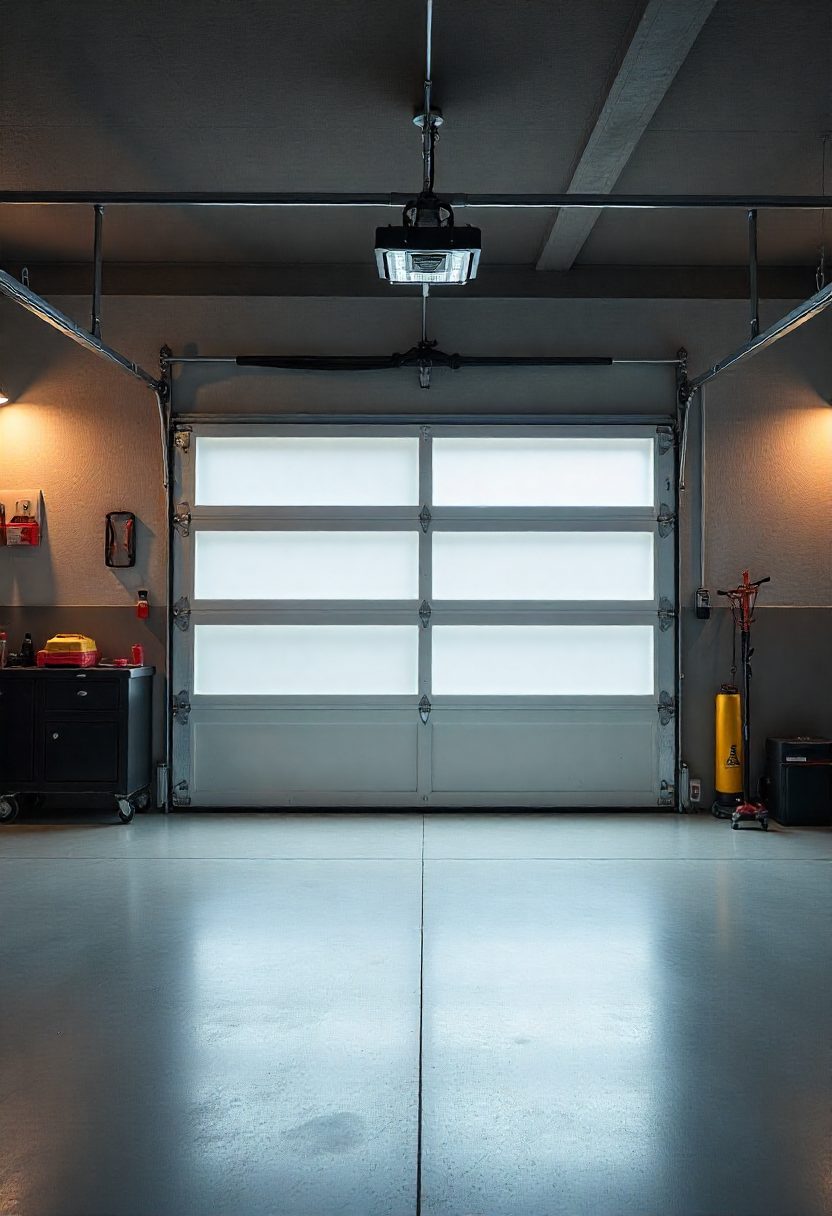 garage interior view showing a sectional garage door