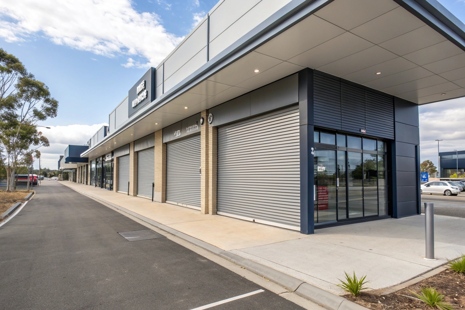 Commercial security shutter installation at Norwest Business Park