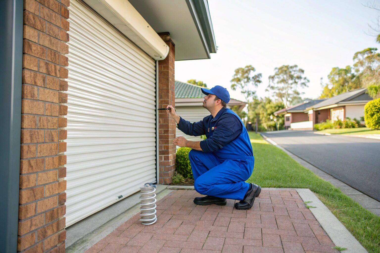 Garage door technician carrying out a repair in West Ryde